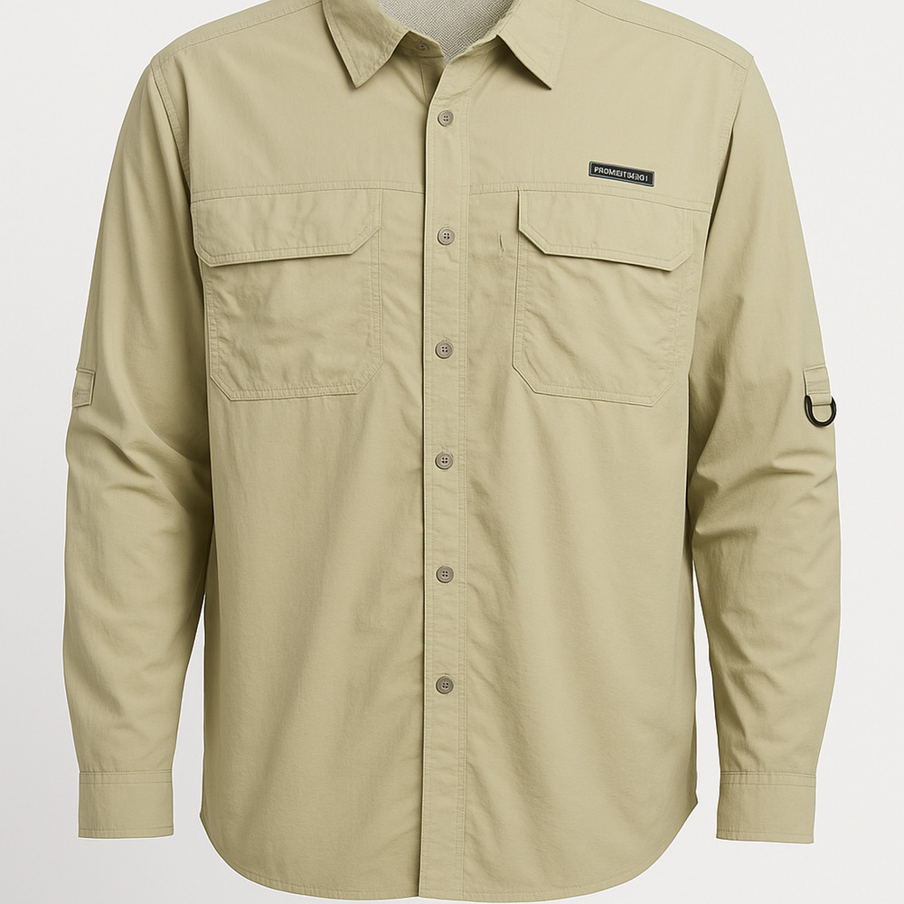 Little Donkey Power Dry Men’s Khaki Lightweight Utility Outdoor Shirt 5XL
